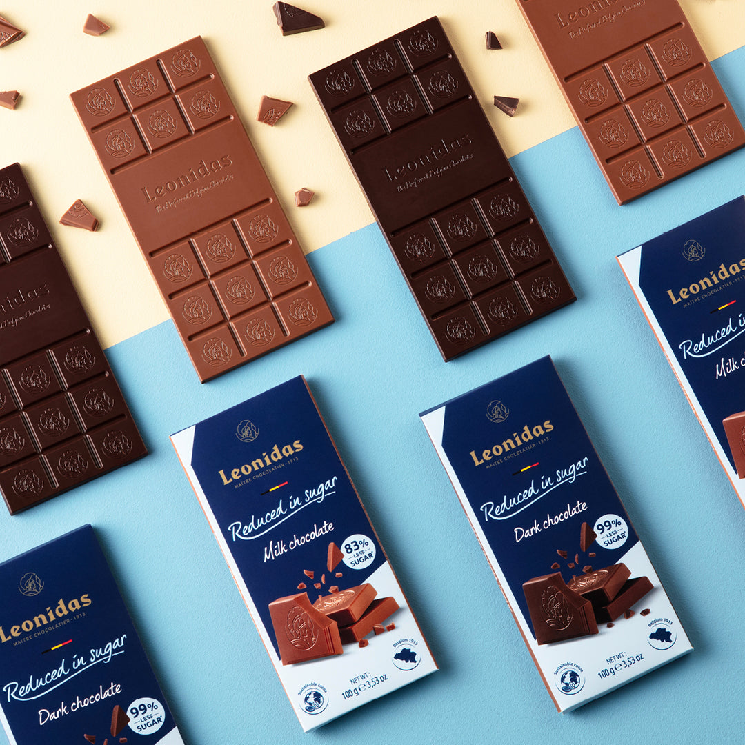 Reduced in Sugar Dark Chocolate Bar, 100g - Leonidas Online Ireland