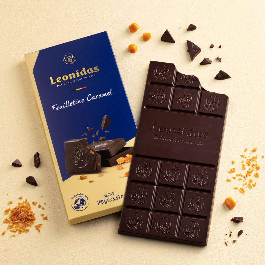 Dark Chocolate Feuilletine Caramel Bar, 100g - Leonidas Online Ireland