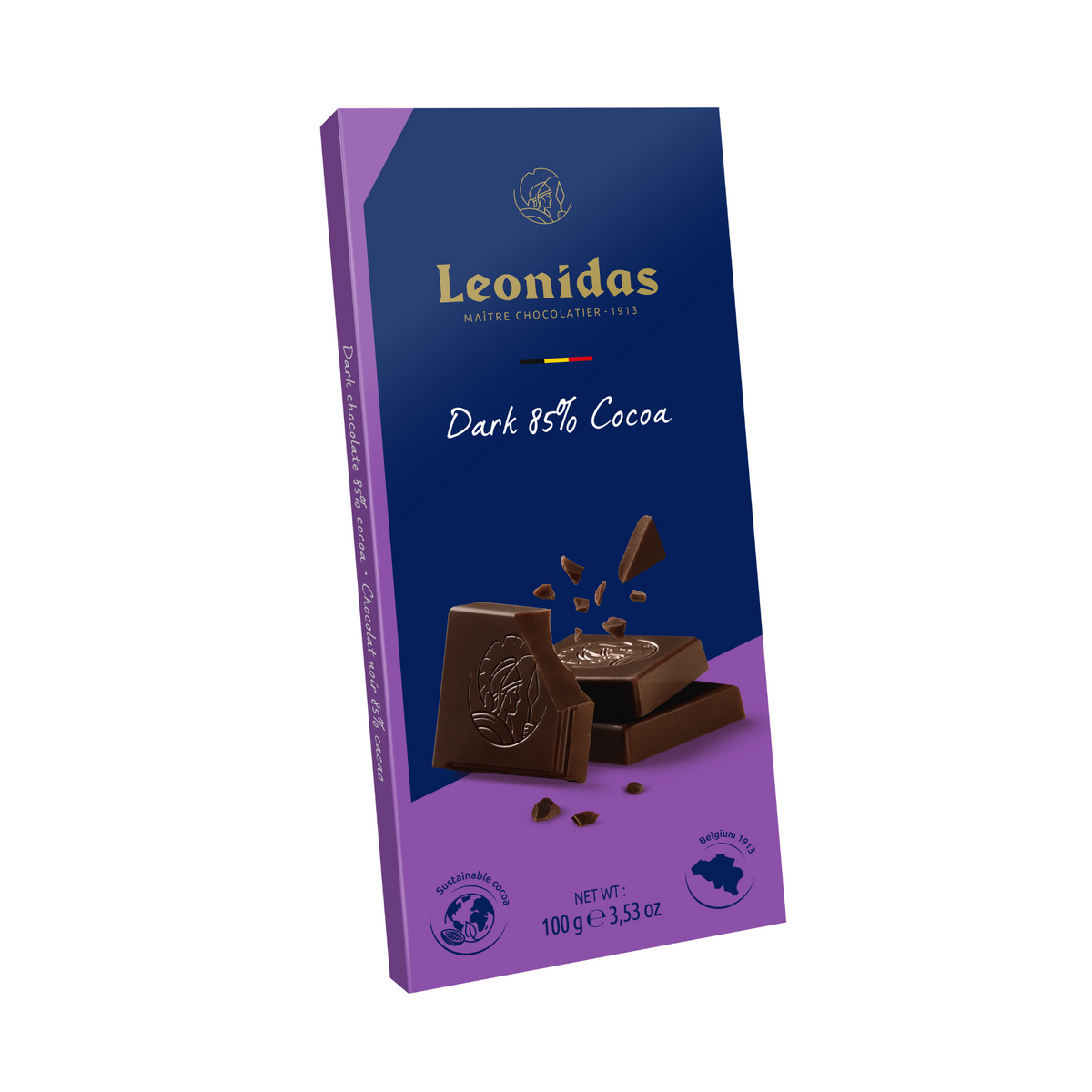85% Cocoa Dark Chocolate Bar, 100g - Leonidas Online Ireland