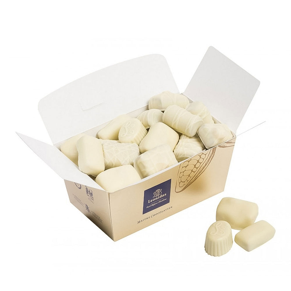 The Leonidas ballotin contains our famous and delicious white chocolates that are made with 100% pure cocoa butter. 