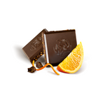 Leonidas dark chocolate bar with pieces of orange peel.