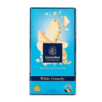 Leonidas white chocolate bar with pieces of puffed rice. 