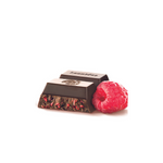 45% cocoa dark chocolate bar with added raspberry pieces for a delicious fruity flavour combination.