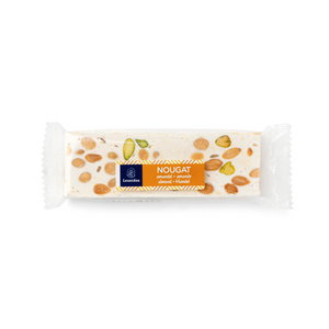Leonidas soft nougat with almond and pistachio pieces.