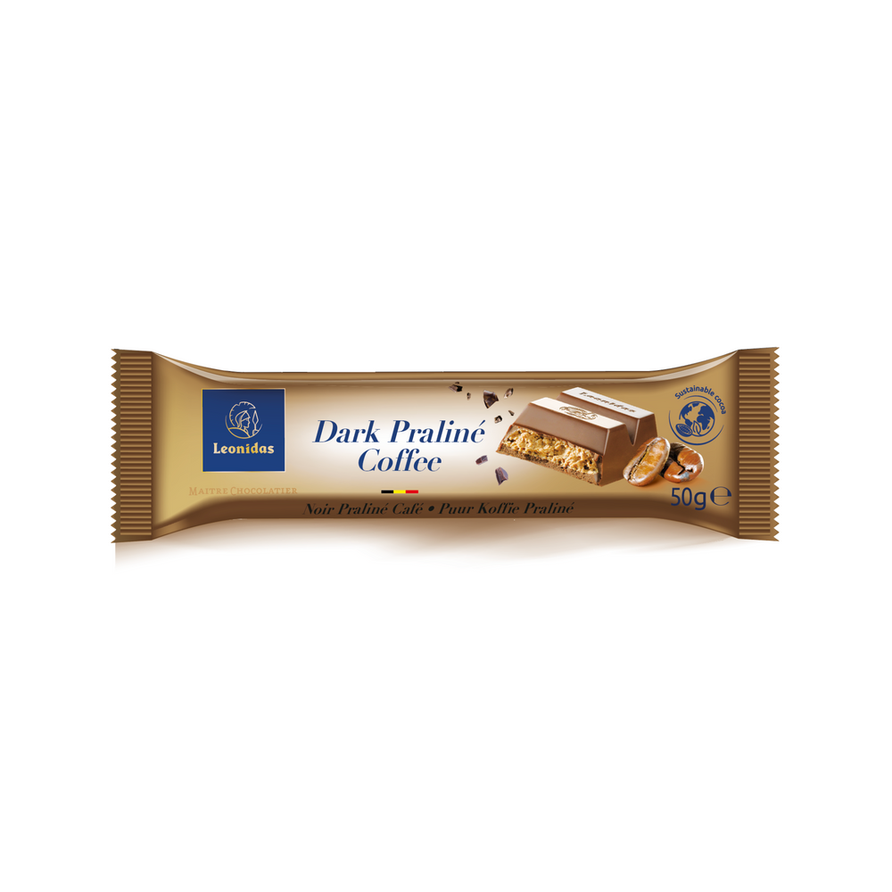 A 45% cocoa dark chocolate bar filled with a coffee-flavoured praline.